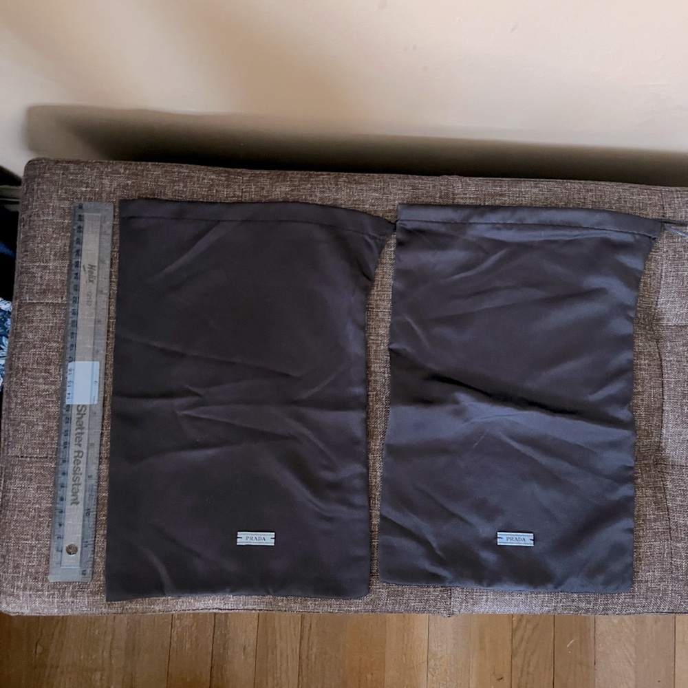 2 navy blue satin PRADA SHOE DUST BAGS- one with cinch string missing